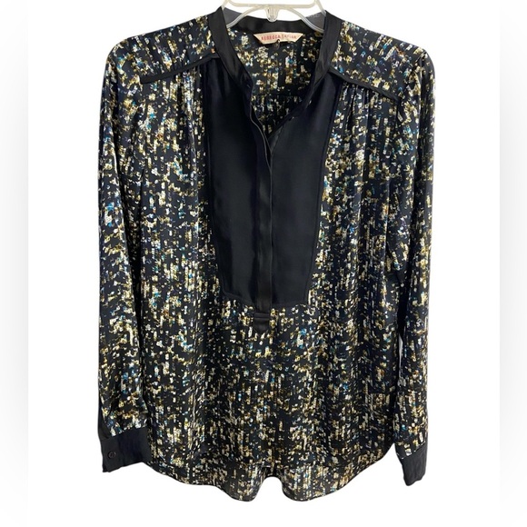Rebecca Taylor blouse pop over mandarin collar Sz‎ 6 - Picture 1 of 7
